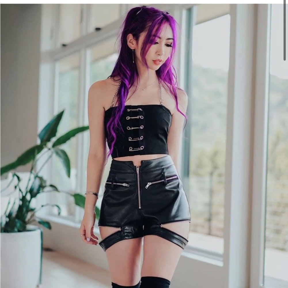 Kombu Leg Strap Detail Pleather Shorts (BNWT)